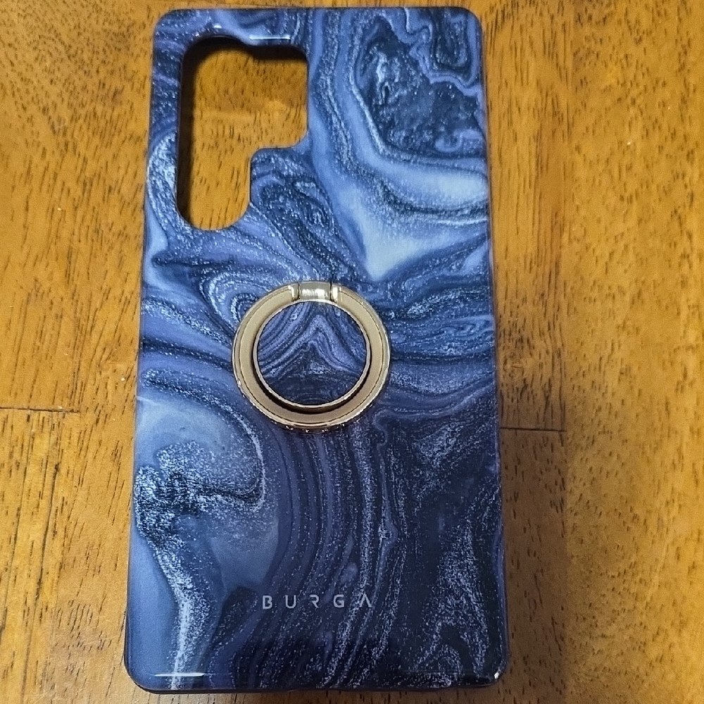 Blue Marble Phone Case with Ring Holder